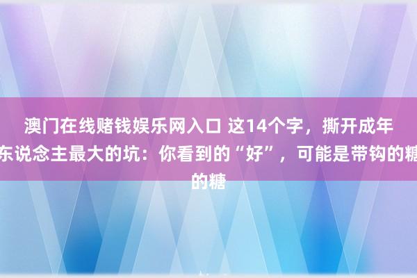 澳门在线赌钱娱乐网入口 这14个字，撕开成年东说念主最大的坑：你看到的“好”，可能是带钩的糖