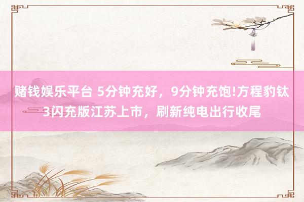 赌钱娱乐平台 5分钟充好，9分钟充饱!方程豹钛3闪充版江苏上市，刷新纯电出行收尾