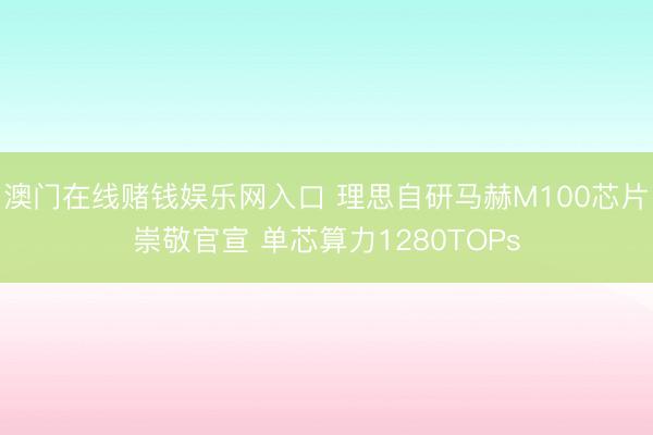 澳门在线赌钱娱乐网入口 理思自研马赫M100芯片崇敬官宣 单芯算力1280TOPs