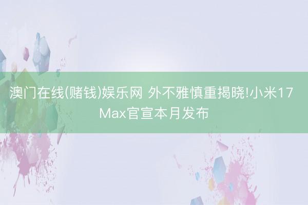 澳门在线(赌钱)娱乐网 外不雅慎重揭晓!小米17 Max官宣本月发布