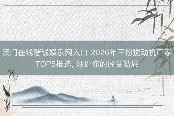 澳门在线赌钱娱乐网入口 2026年干粉搅动机厂家TOP5推选， 惩处你的经受勤恳