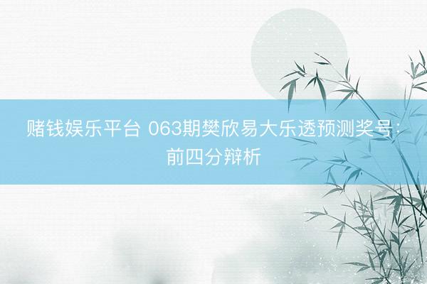 赌钱娱乐平台 063期樊欣易大乐透预测奖号：前四分辩析