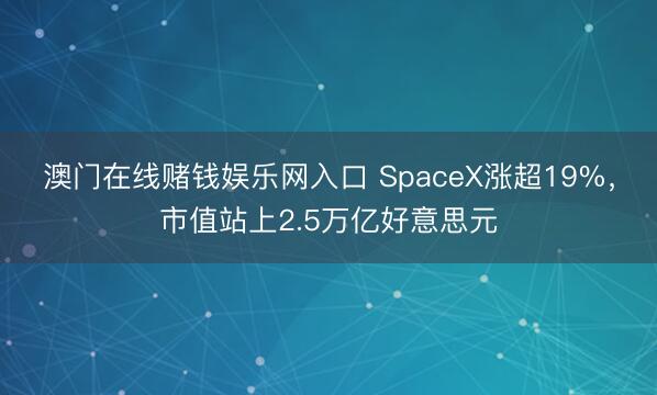 澳门在线赌钱娱乐网入口 SpaceX涨超19%,市值站上2.5万亿好意思元