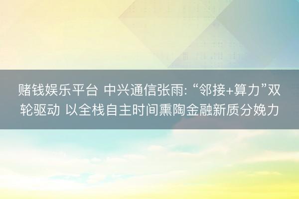 赌钱娱乐平台 中兴通信张雨: “邻接+算力”双轮驱动 以全栈自主时间熏陶金融新质分娩力