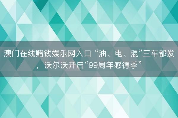 澳门在线赌钱娱乐网入口 “油、电、混”三车都发，沃尔沃开启“99周年感德季”