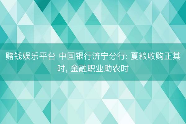 赌钱娱乐平台 中国银行济宁分行: 夏粮收购正其时， 金融职业助农时